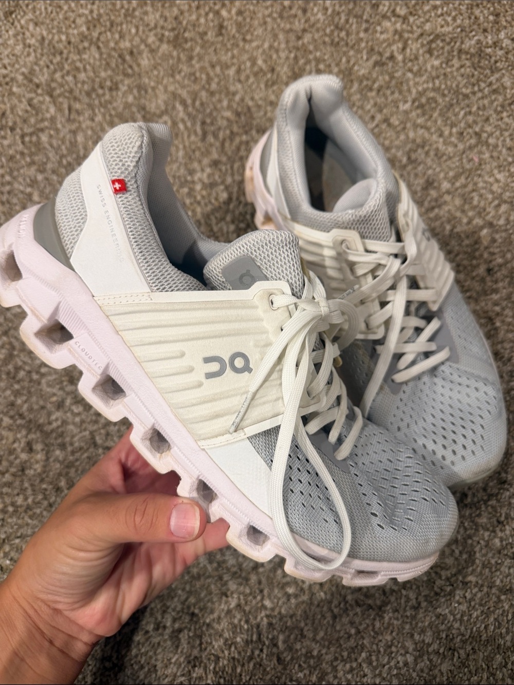 On Running Women’s Cloudwaw Lightweight Sneakers - Light Gray & White